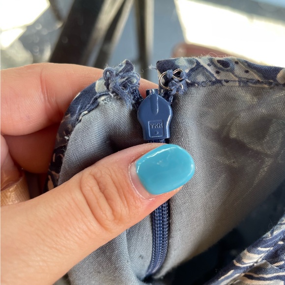 CHAPS DENIM Women's Blue and White Geometric Tiered Peasant Skirt - size 4 - Picture 7 of 7